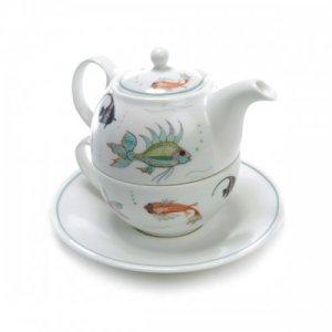 ROY KIRKHAM FINE BONE CHINA | AQUARIUM TEA FOR ONE TEAPOT WITH CLASSIC CUP & SAUCER